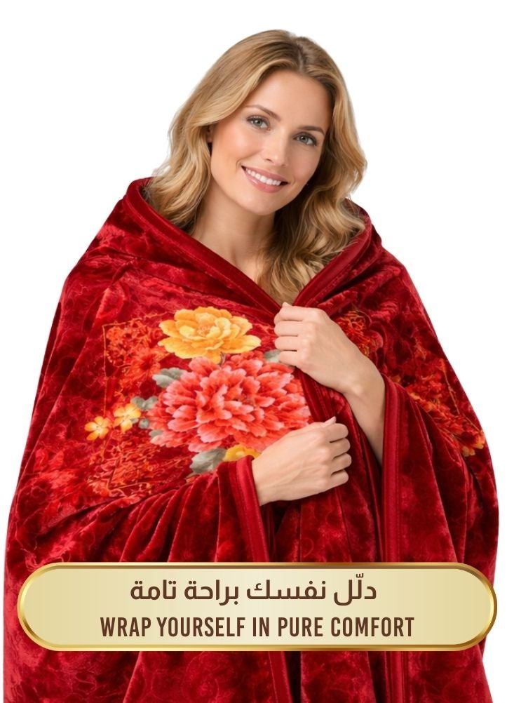 Premium 6kg Super Soft Floral Blanket – Luxury Red Rose Pattern Heavy Winter Blanket - Image 3